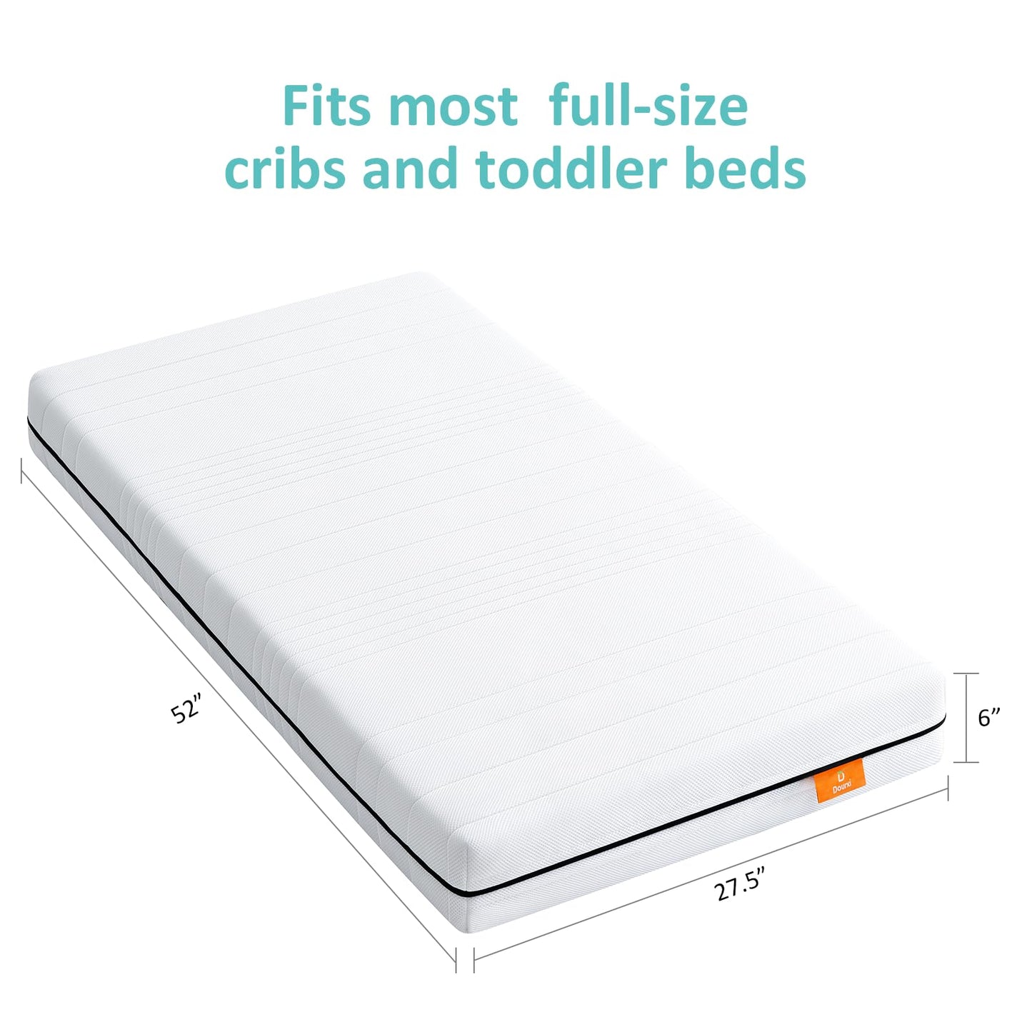 Dourxi 6 Inch Crib Mattress, Dual-Sided Comfort Memory Foam Toddler Mattress with Breathable Washable 3-D Spacer Cover