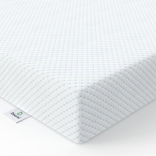 Dourxi Mini Crib Mattress, 38x24x4 Inch Dual Sided 2-Stage Firmness Portable Baby Mattress for Mini, with Cooling Gel Memory Foam, Waterproof & Washable Cover and Non-Slip Base, White