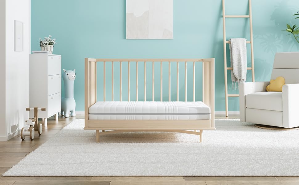 Dourxi 6 Inch Crib Mattress, Dual-Sided Comfort Memory Foam Baby Toddler Mattress W/ Breathable 3-D Spacer Cover