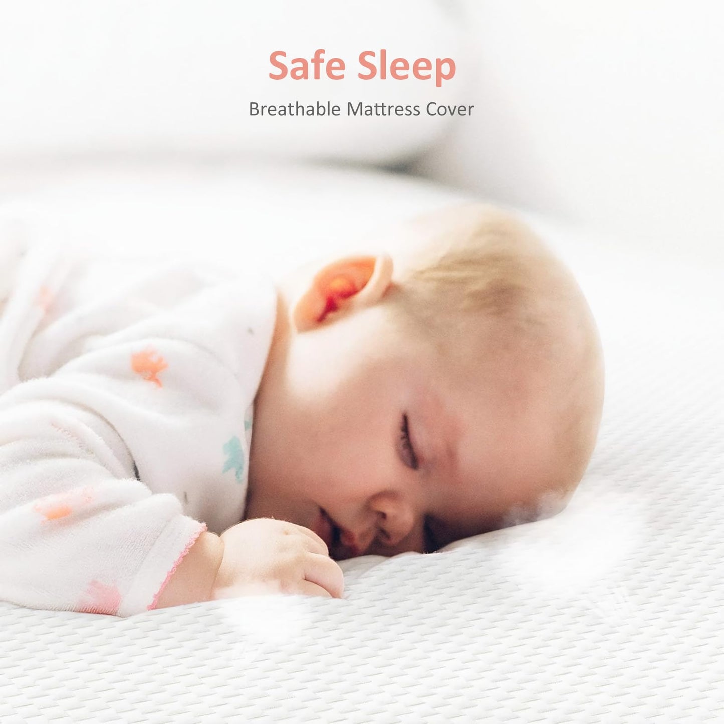 Dourxi 6 Inch Crib Mattress, Dual Sided Comfort Memory Foam Toddler Mattress, Triple-Layer Breathable Premium Baby Mattress W/Removable Cover - White&Pink