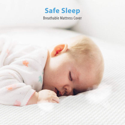 Dourxi 6 Inch Crib Mattress, Dual Sided Comfort Memory Foam Toddler Mattress, Triple-Layer Breathable Premium Baby Mattress W/Removable Cover - White&Grey