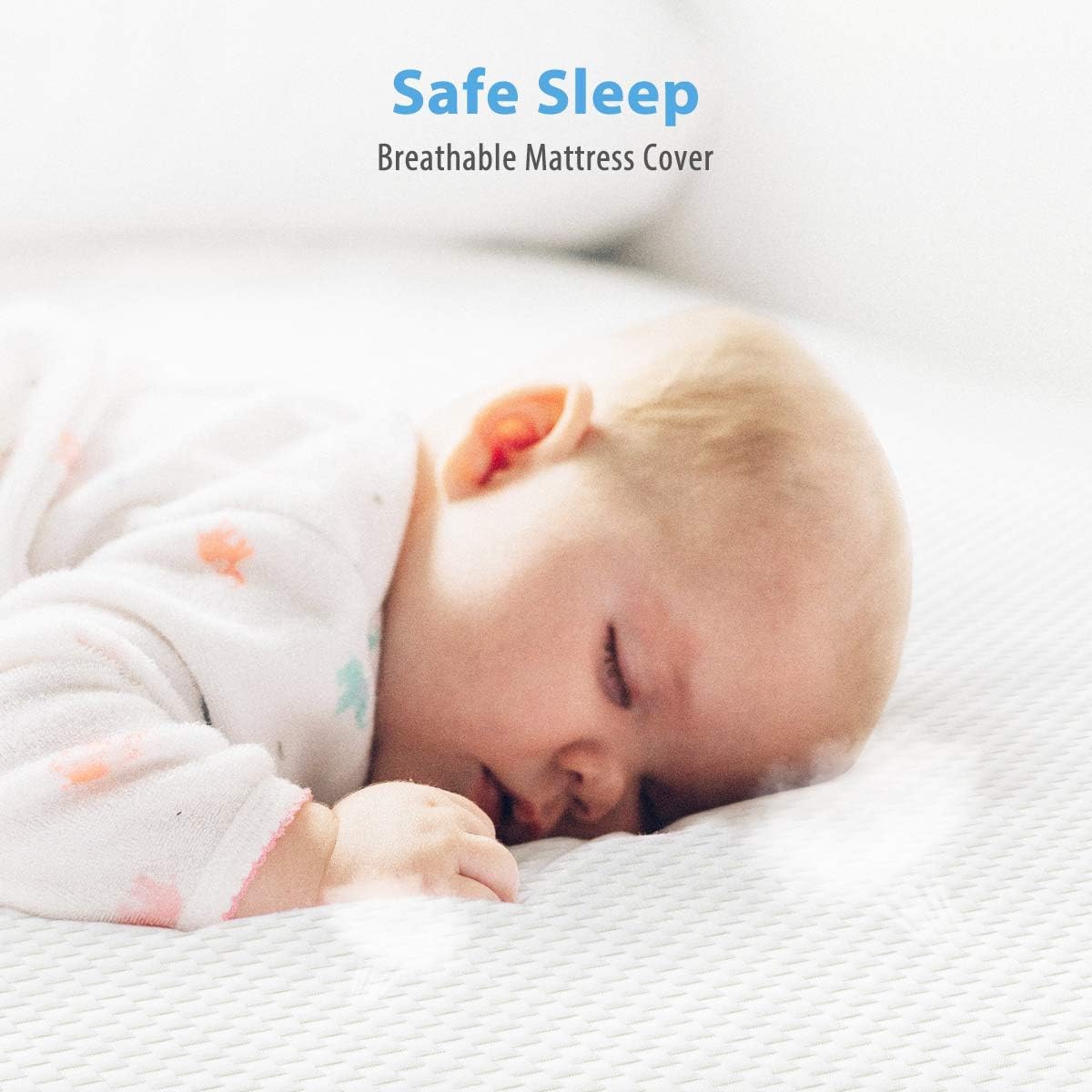 Dourxi 6 Inch Crib Mattress, Dual Sided Comfort Memory Foam Toddler Mattress, Triple-Layer Breathable Premium Baby Mattress W/Removable Cover - White&Blue