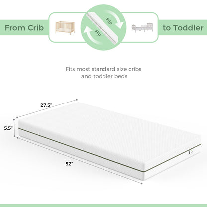 Dourxi 5.5 Inch Crib Mattress, Dual-Sided Comfort Baby and Toddler Mattress W/ Removable Cover