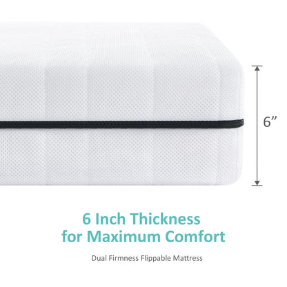 Dourxi 6 Inch Crib Mattress, Dual-Sided Comfort Memory Foam Baby Toddler Mattress W/ Breathable 3-D Spacer Cover