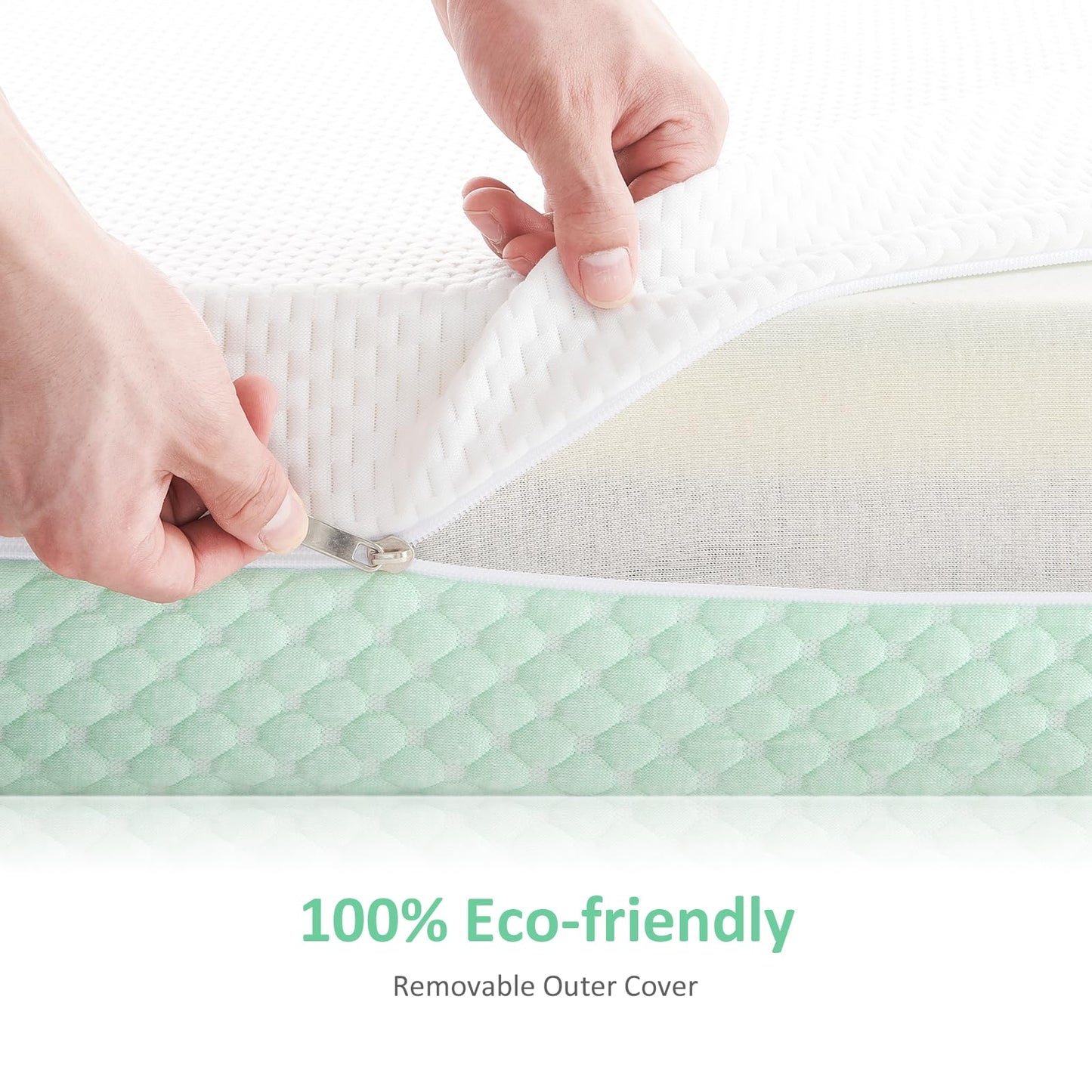 Dourxi 6 Inch Crib Mattress, Dual Sided Comfort Memory Foam Toddler Mattress, Triple-Layer Breathable Premium Baby Mattress W/Removable Cover - White&Green