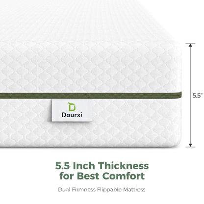 Dourxi 5.5 Inch Crib Mattress, Dual-Sided Comfort Baby and Toddler Mattress W/ Removable Cover